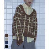 Uネックシャギーチェックニット【miette ミエット】 | titivate | 詳細画像1 