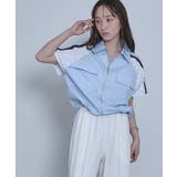 ストライプ切替ジップ半袖シャツ【miette ミエット】 | titivate | 詳細画像2