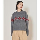 アーガイルアシンメトリーカラーニット【miette ミエット】 | titivate | 詳細画像6