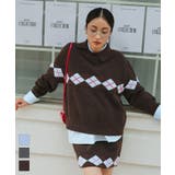アーガイルアシンメトリーカラーニット【miette ミエット】 | titivate | 詳細画像1