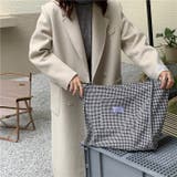トートバッグ ギンガムチェック柄 大き目韓国ファッションレディース | TOKOHANA | 詳細画像3