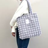 グレー | ふわふわファー素材 オリジナルロゴ入り トートバッグ | TOKOHANA