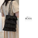 ブラック | トートバッグ まるでスカートのような 大人可愛いフリル | TOKOHANA