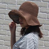 ブラウン | ペーパー細編みボタン付サマーハット帽 レディース 帽子 |  TOKOHANA