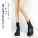 厚底ミディアム丈ブーツ レディース軽量ブラック防水 靴 |  TOKOHANA | 詳細画像4 