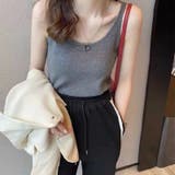 グレー | 細リブキャミソール 夏夏服セクシー トップス | TOKOHANA