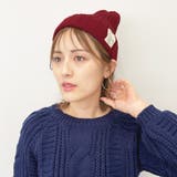 Wine | 英文字タグ付きリブ編みニット帽 レディース 帽子 |  TOKOHANA