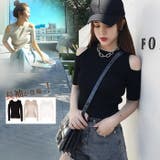 肩魅せ半袖サマーニットソー 春春服オフィス韓国ファッション夏服長袖 トップス | TOKOHANA | 詳細画像1