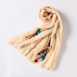 BEIGE | 花柄刺繍入り薄手ストール レディース 小物 | TOKOHANA