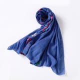 BLUE | 花柄刺繍入り薄手ストール レディース 小物 | TOKOHANA
