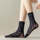 花柄 シースルー レース 靴下 透かし編みレースソックス ショートソックス | TOKOHANA | 詳細画像5