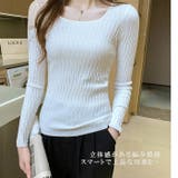 スクエアネックニットトップスオフィスカジュアル スプリングトップス 長袖 | TOKOHANA | 詳細画像13