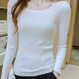 スクエアネックニットトップスオフィスカジュアル スプリングトップス 長袖 | TOKOHANA | 詳細画像7