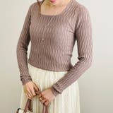 モカ | スクエアネックニットトップスオフィスカジュアル スプリングトップス 長袖 | TOKOHANA