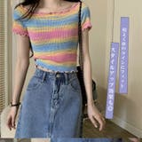 サマーショット丈ニット ハイウエイ半袖 ボーダー柄 | TOKOHANA | 詳細画像3