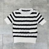 ブラック×ホワイト | カットソー 半袖サマーニット Tシャツ |  TOKOHANA