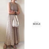 Beige | スリーブレスロング丈シアーニットワンピース 夏 トップス | TOKOHANA