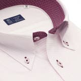ワイシャツ 半袖 形態安定 レイヤードクール ボタンダウン 白×ピンク刺子風柄 | TOKYO SHIRTS | 詳細画像8 