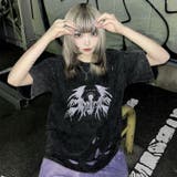 ブラックグレー | タイガー スカル 髑髏 プリントダメージ加工 ピグメント Tシャツ 半袖 | DEVICE