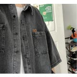 ワンポイント オーバーサイズ ビッグシルエット デニムジャケット 半袖 | DEVICE | 詳細画像2 