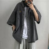 ブラック | ワンポイント オーバーサイズ ビッグシルエット デニムジャケット 半袖 | DEVICE