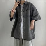 ワンポイント オーバーサイズ ビッグシルエット デニムジャケット 半袖 | DEVICE | 詳細画像3 