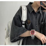 ワンポイント オーバーサイズ ビッグシルエット デニムジャケット 半袖 | DEVICE | 詳細画像5 