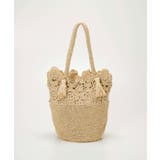 ベージュ | 【TREASURE TOPKAPI】フラワーモチーフ ペーパー トートバッグ | TOPKAPI
