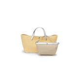 ベージュ | 【Breath】ワイド トート レザーハンドル カゴバッグ / ポーチ付き | TOPKAPI