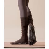 ブラウン | ヨガ ピラティス ソックス 靴下 5本指 リブ ロング yoga | OSYAREVO
