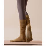 キャメル | ヨガ ピラティス ソックス 靴下 5本指 リブ ロング yoga | OSYAREVO