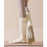 オフホワイト | ヨガ ピラティス ソックス 靴下 5本指 リブ ロング yoga | OSYAREVO