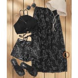 ブラック×ブラックリーフ | ミューラル ハイネック ビキニ 3点セット 水着 セットアップ レディース | OSYAREVO