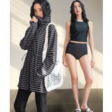 ブラックダブルボーダー | 【紫外線カット率99%以上】水着 レディース 体型カバー | OSYAREVO