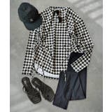 千鳥格子×ブラック | 【紫外線カット率99％以上】体型カバー サイドギャザー ラッシュガード | OSYAREVO