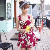 Aワインレッド | ショートパンツ 一体型 ワンピース 水着 レディース | OSYAREVO
