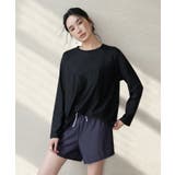 ブラック×ネイビーグラフチェック | 【紫外線カット率99％以上】ラッシュガード 付き キャミソール | OSYAREVO