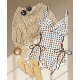 モカ×ブルーブラウンチェック | トップス付き サイドレースアップ フリル | OSYAREVO