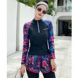 ブラック | ダークフラワー ラッシュガード 水着 セットアップ | OSYAREVO