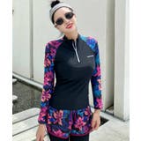 ダークフラワー ラッシュガード 水着 セットアップ | OSYAREVO | 詳細画像3 