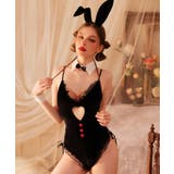 ブラック | クリスマス コスプレ ベロア×シースルー バニー | OSYAREVO