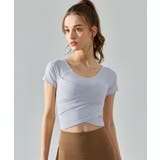 ヨガウェア トップス カップ付き カシュクール 半袖 | OSYAREVO | 詳細画像5 