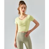 ヨガウェア トップス カップ付き カシュクール 半袖 | OSYAREVO | 詳細画像6 