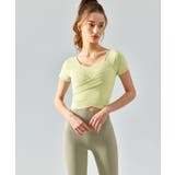 ヨガウェア トップス カップ付き カシュクール 半袖 | OSYAREVO | 詳細画像7 