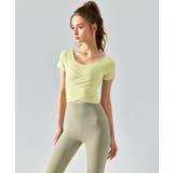 ヨガウェア トップス カップ付き カシュクール 半袖 | OSYAREVO | 詳細画像8 