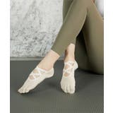 オフホワイト | ヨガ ソックス 5本指 靴下 ピラティス ダブルクロス	 | OSYAREVO