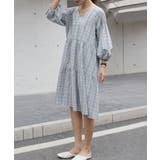 チェック柄 パフスリーブ ティアードワンピース | OSYAREVO | 詳細画像7