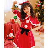 キッズ コスプレ クリスマスサンタ ケープ付きワンピース | OSYAREVO | 詳細画像3