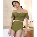 パンツ付き バックレースアップ オフショル ビキニ 水着 セットアップ | OSYAREVO | 詳細画像2
