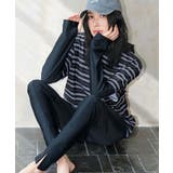 トリプルボーダー×ブラック | 【紫外線カット率99％以上】水着 レディース 体型カバー | OSYAREVO